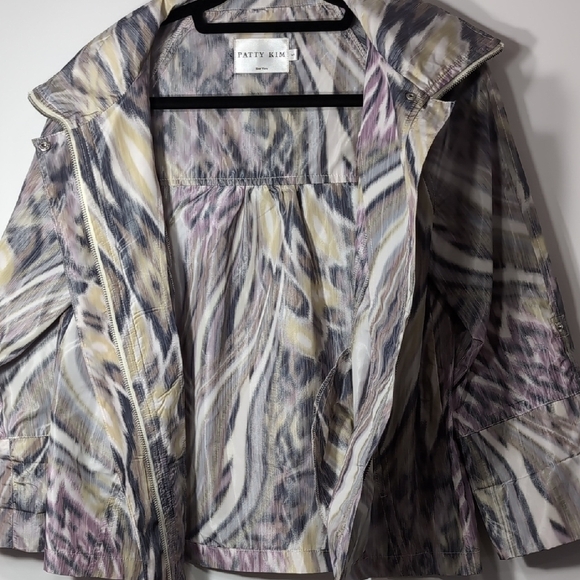 Patty Kim | Pastel Marble Wave Lightweight Utility Blazer Trench Jacket Size S - Picture 9 of 11